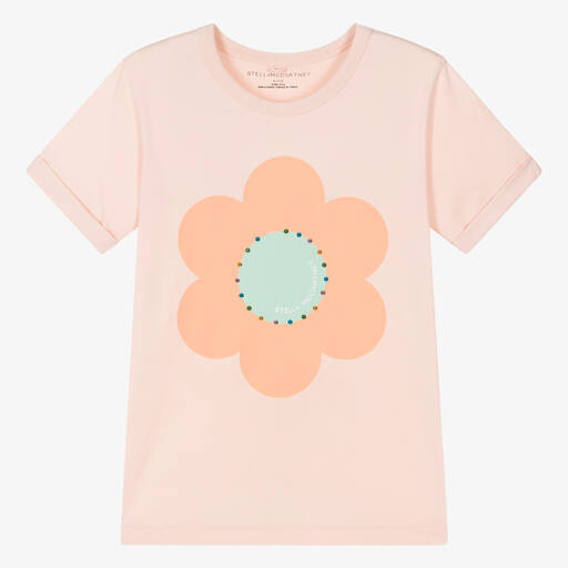 Stella McCartney Kids-تيشيرت قطن عضوي لون زهري للمراهقات | Childrensalon Outlet