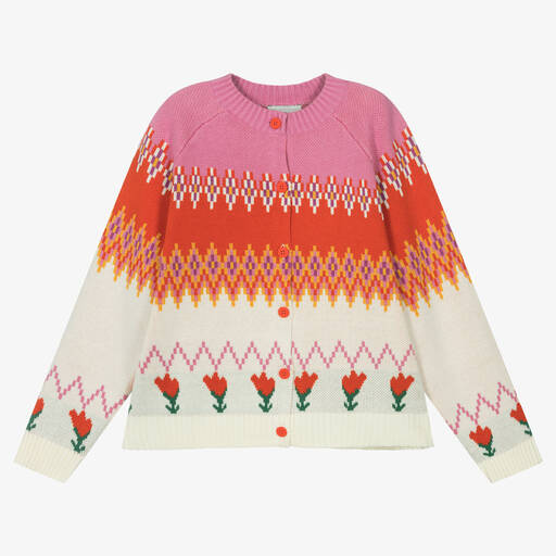 Stella McCartney Kids-Teen Girls Pink & Ivory Tulip Cardigan | Childrensalon Outlet