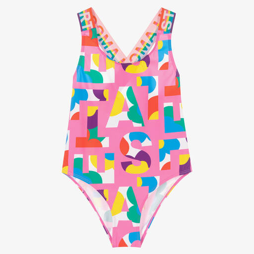 Stella McCartney Kids-Teen Girls Pink Logo Letters Swimsuit | Childrensalon Outlet