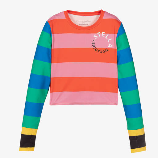 Stella McCartney Kids-Teen Girls Pink & Red Striped Sports Top | Childrensalon Outlet