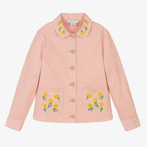Stella McCartney Kids-Teen Girls Pink Sunflower Denim Jacket | Childrensalon Outlet