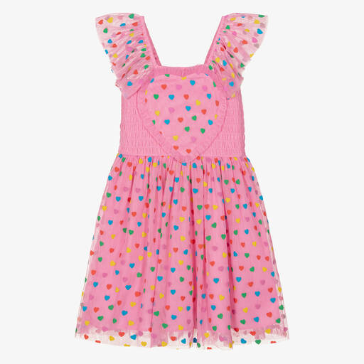 Stella McCartney Kids-Teen Girls Pink Tulle Heart Print Dress | Childrensalon Outlet