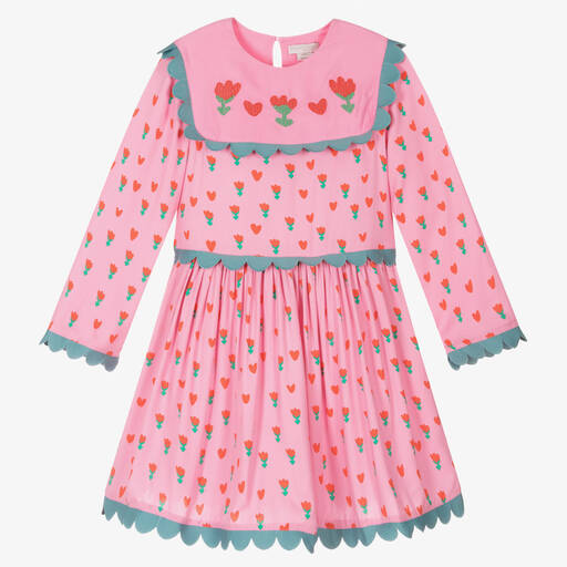 Stella McCartney Kids-Teen Girls Pink Viscose Tulips Dress | Childrensalon Outlet