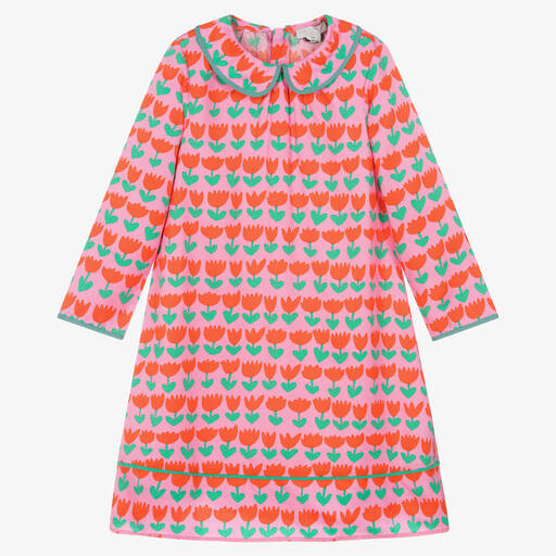 Stella McCartney Kids-فستان بطبعة توليب ليوسيل لون زهري تينز بناتي | Childrensalon Outlet