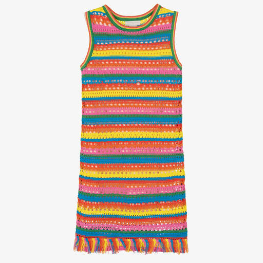 Stella McCartney Kids-Teen Girls Rainbow Striped Crochet Dress | Childrensalon Outlet