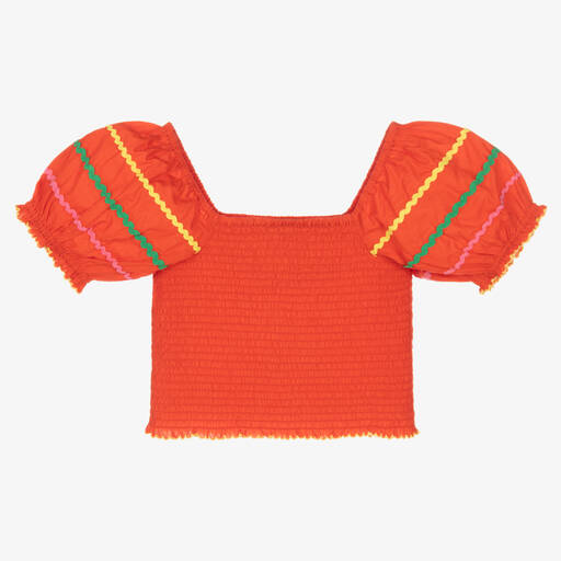 Stella McCartney Kids-Teen Girls Red Cotton Shirred Blouse | Childrensalon Outlet