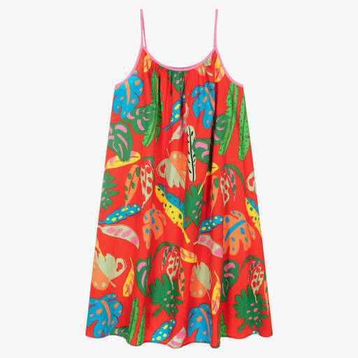 Stella McCartney Kids-Teen Girls Red Organic Cotton Palm Dress | Childrensalon Outlet