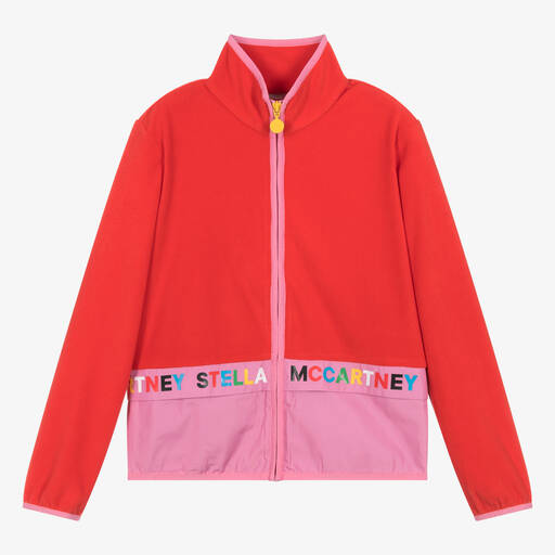 Stella McCartney Kids-Teen Girls Red & Pink Fleece Zip-Up Top | Childrensalon Outlet