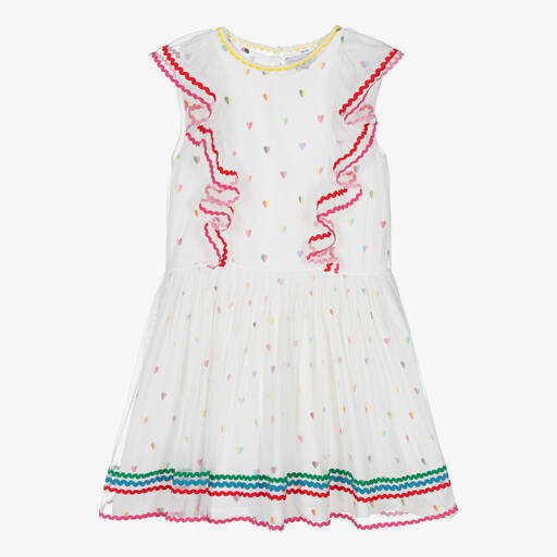 Stella McCartney Kids-فستان 2 في 1 تينز بناتي جيرسي وتول لون أبيض | Childrensalon Outlet