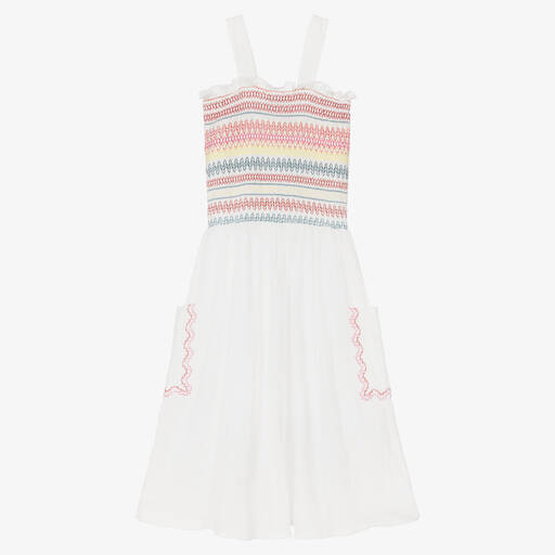 Stella McCartney Kids-Teen Girls White Cotton Dress | Childrensalon Outlet
