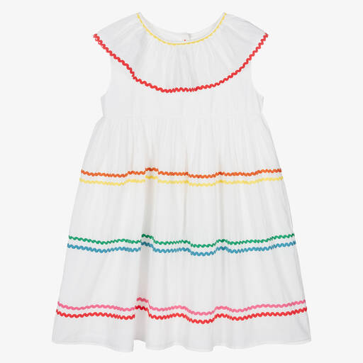Stella McCartney Kids-Teen Girls White Cotton Striped Dress | Childrensalon Outlet