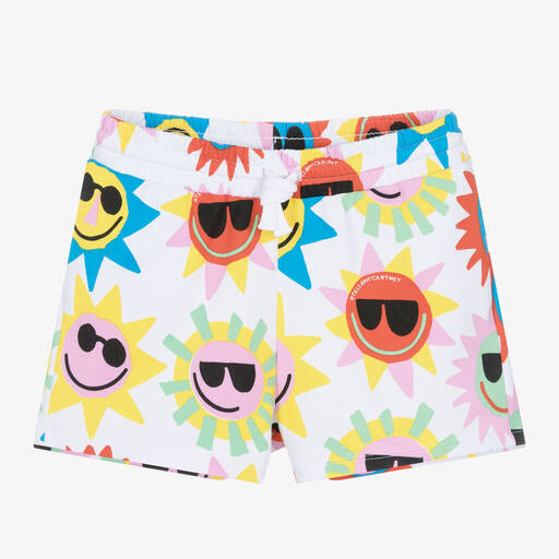 Stella McCartney Kids-Teen Girls White Cotton Sun Print Shorts | Childrensalon Outlet