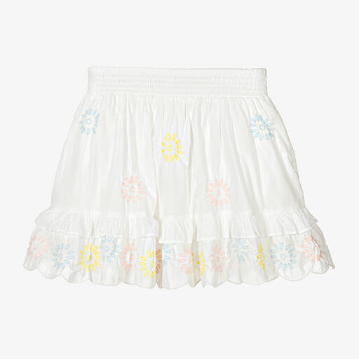 Stella McCartney Kids-Teen Girls White Embroidered Floral Skirt | Childrensalon Outlet