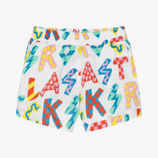 Stella McCartney Kids-Teen Girls White Graphic Cotton Shorts | Childrensalon Outlet