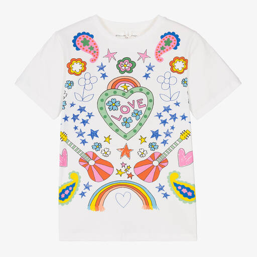 Stella McCartney Kids-Teen Girls White Graphic T-Shirt | Childrensalon Outlet