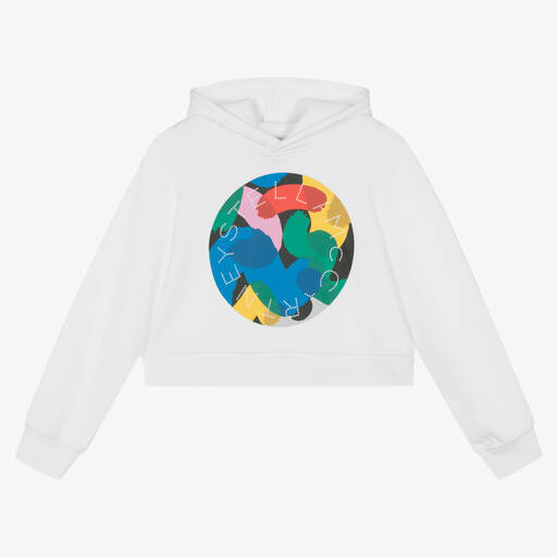 Stella McCartney Kids-Teen Girls White Organic Cotton Hoodie | Childrensalon Outlet