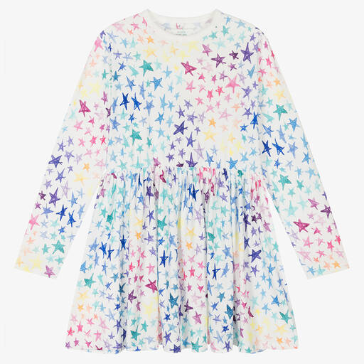 Stella McCartney Kids-Teen Girls White Organic Cotton Star Dress | Childrensalon Outlet