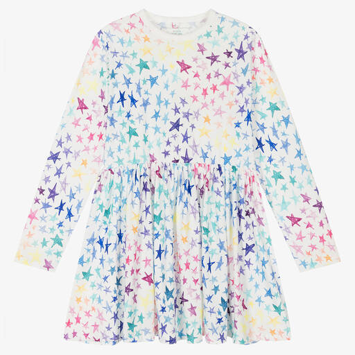 Stella McCartney Kids-Weißes Teen Stern-Biobaumwoll-Kleid | Childrensalon Outlet