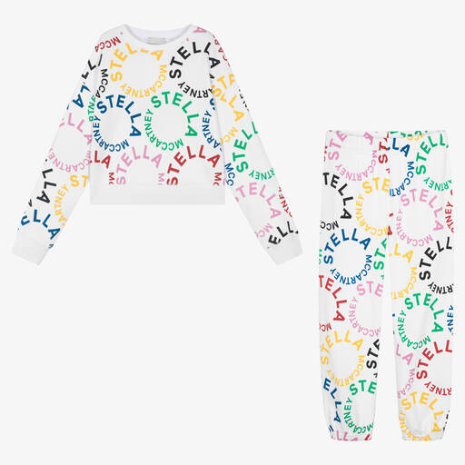 Stella McCartney Kids-Teen Girls White Organic Cotton Tracksuit | Childrensalon Outlet