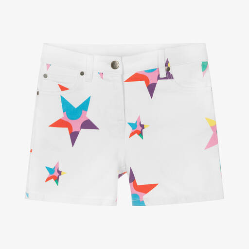 Stella McCartney Kids-Teen Girls White Star Print Denim Shorts | Childrensalon Outlet