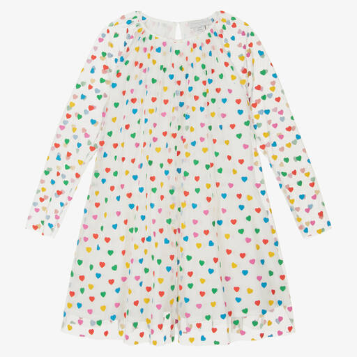 Stella McCartney Kids-Teen Girls White Tulle Heart Print Dress | Childrensalon Outlet