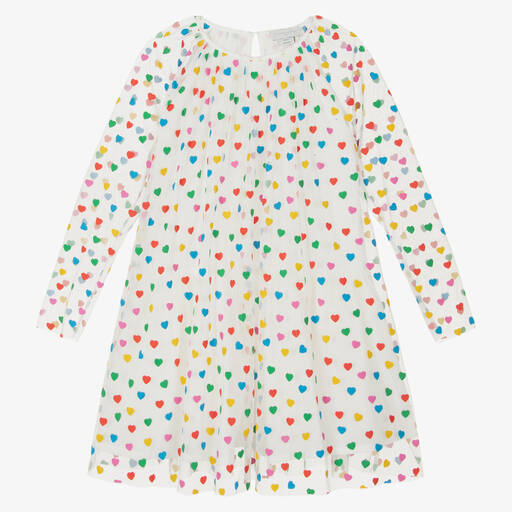 Stella McCartney Kids-Белое платье из тюля с сердечками | Childrensalon Outlet
