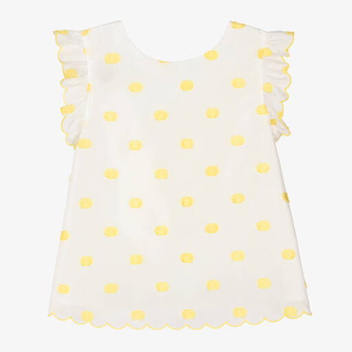 Stella McCartney Kids-Teen Girls White & Yellow Dots Blouse | Childrensalon Outlet