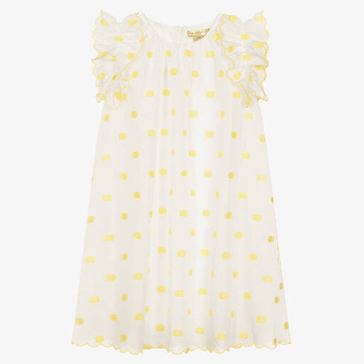 Stella McCartney Kids-Teen Girls White & Yellow Polka Dot Dress | Childrensalon Outlet