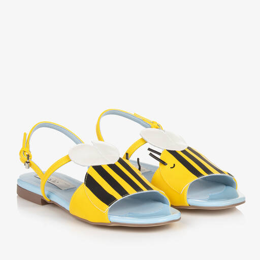 Stella McCartney Kids-Teen Girls Yellow Faux Leather Bee Sandals | Childrensalon Outlet