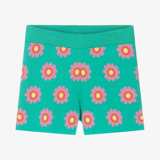 Stella McCartney Kids-Teen Green Knitted Flower Shorts | Childrensalon Outlet