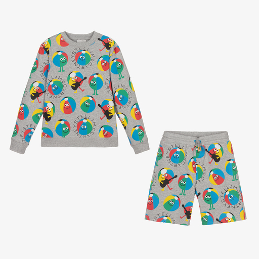 Stella McCartney Kids-Teen Grey Beachball Shorts Set | Childrensalon Outlet