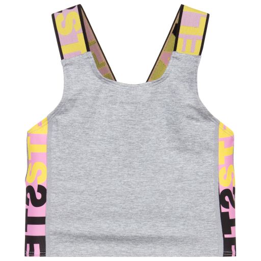 Stella McCartney Kids-Teen Grey Logo Cropped Top | Childrensalon Outlet