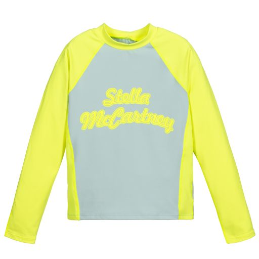 Stella McCartney Kids-Teen Grey & Yellow Sports Top | Childrensalon Outlet