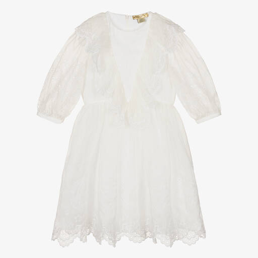 Stella McCartney Kids-Teen Ivory Broderie Silk Dress | Childrensalon Outlet