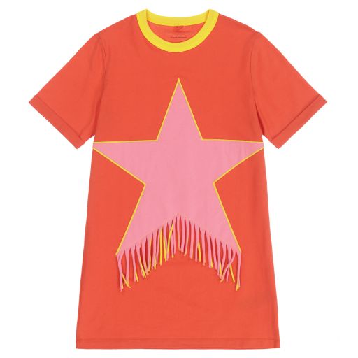 Stella McCartney Kids-Оранжевое платье-футболка для подростков | Childrensalon Outlet
