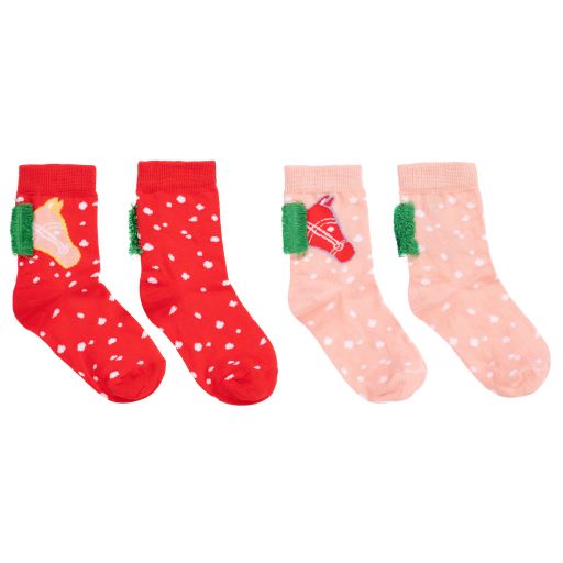 Stella McCartney Kids-Teen Pink & Red Socks (2 Pack) | Childrensalon Outlet