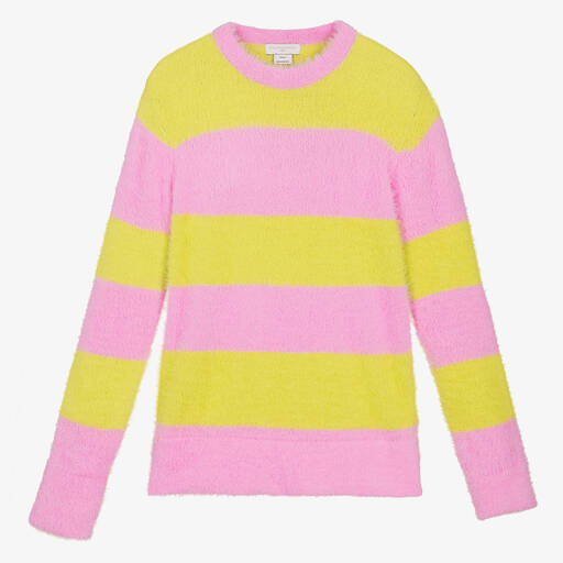 Stella McCartney Kids-كنزة تينز بناتي لون زهري وأصفر | Childrensalon Outlet