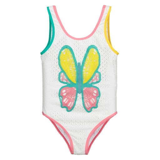 Stella McCartney Kids-Белый купальник с бабочкой для подростков | Childrensalon Outlet
