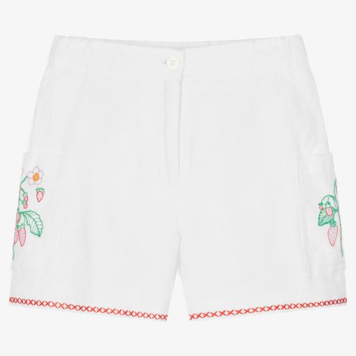 Stella McCartney Kids-Teen White Floral Fruit Shorts | Childrensalon Outlet