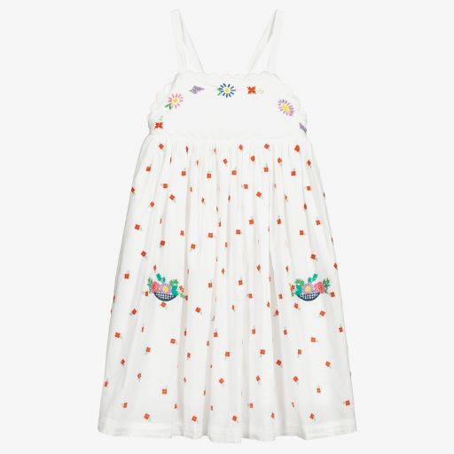 Stella McCartney Kids-Weißes Teen Sommerkleid mit Blumen | Childrensalon Outlet