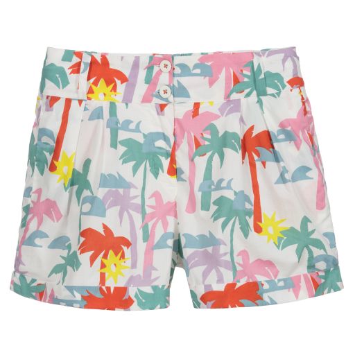 Stella McCartney Kids-Teen White Palm Print Shorts | Childrensalon Outlet