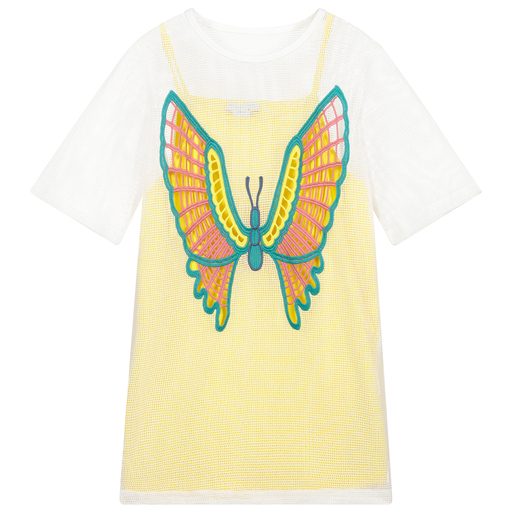 Stella McCartney Kids-Gelbes Teen Kleid im Schmetterling  | Childrensalon Outlet