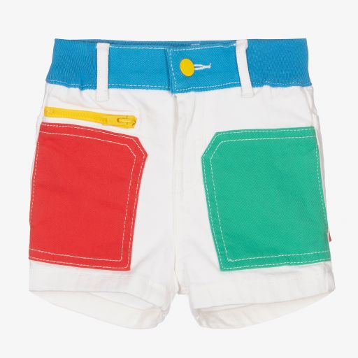 Stella McCartney Kids-White Colour Block Shorts  | Childrensalon Outlet