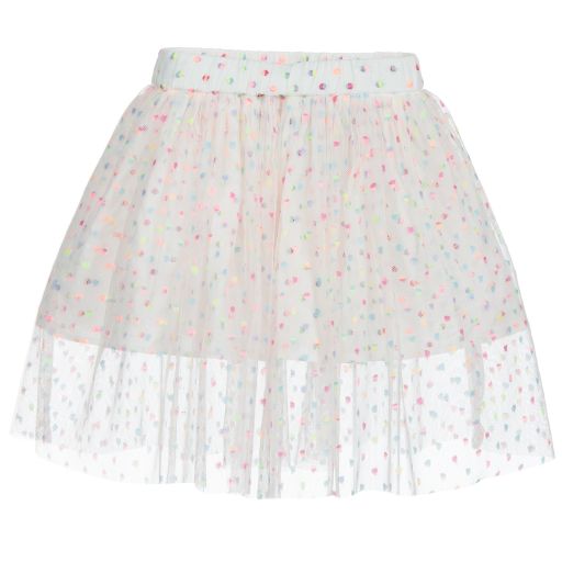 Stella McCartney Kids-Белая юбка из тюля в горошек | Childrensalon Outlet