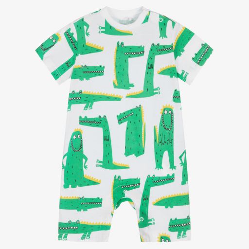 Stella McCartney Kids-Бело-зеленый песочник из органического хлопка | Childrensalon Outlet