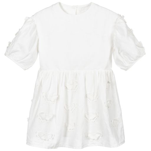 Stella McCartney Kids-White Linen & Cotton Dress | Childrensalon Outlet