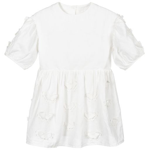 Stella McCartney Kids-Weißes Leinen- und Baumwollkleid | Childrensalon Outlet