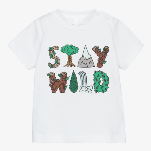 Stella McCartney Kids-White Organic Cotton T-Shirt | Childrensalon Outlet