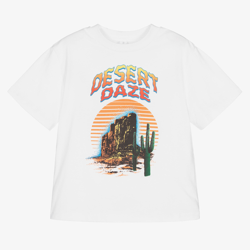 Stella McCartney Kids-White Organic Desert T-Shirt | Childrensalon Outlet