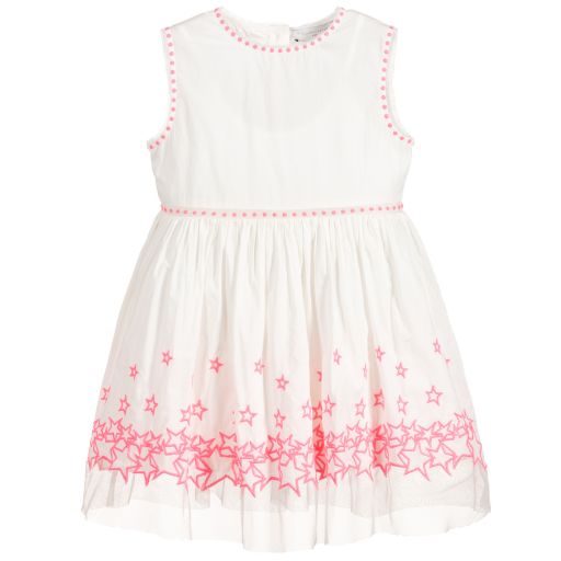 Stella McCartney Kids-White & Pink Cotton Dress | Childrensalon Outlet